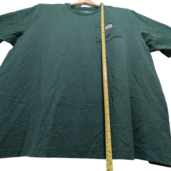 Carhartt Heather Green Cotton Crew Neck Logo Pocket T Shirt Mens Loose Fit 2XL - Picture 6 of 6